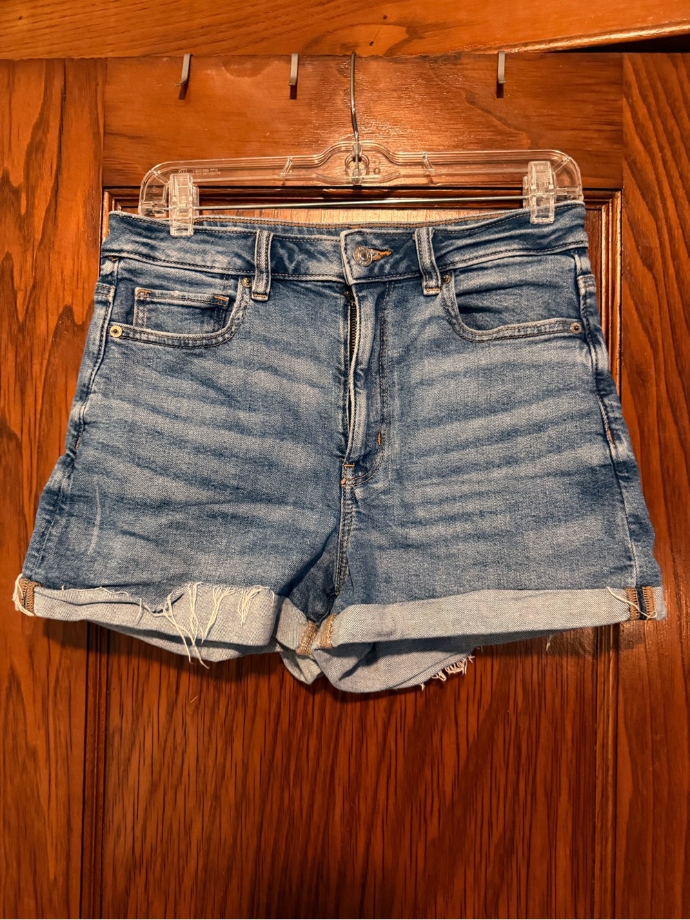 American Eagle Outfitters Light Blue Rolled-Hem Denim Shorts